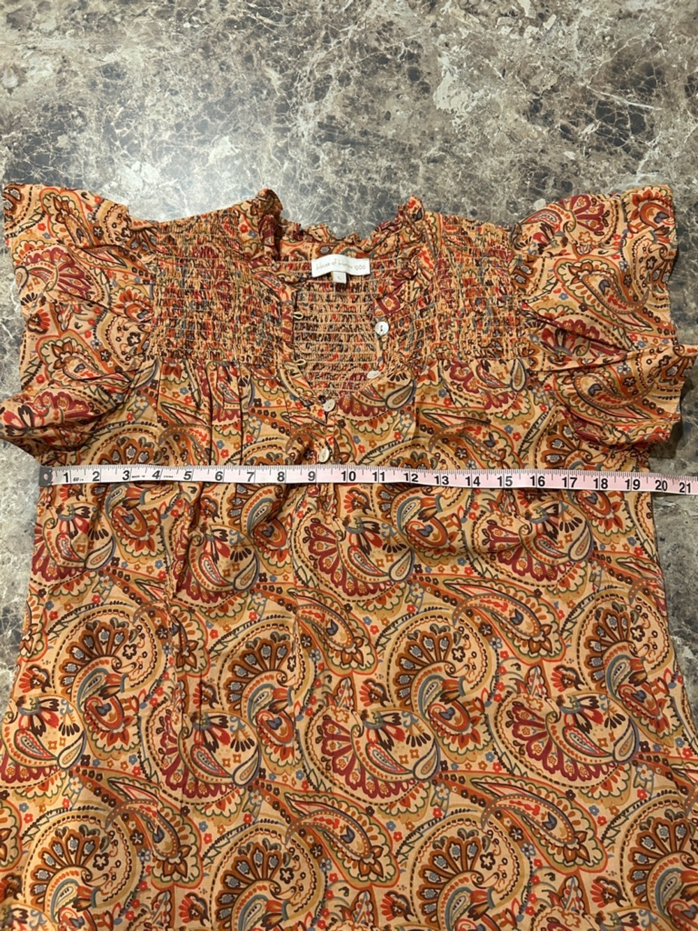 House of Harlow 1960 Paisley Rust Top Peasant Ruffle Blouse - Picture 7 of 8
